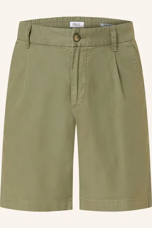 PAUL Šortky Comfort Fit Se Lnem olivová