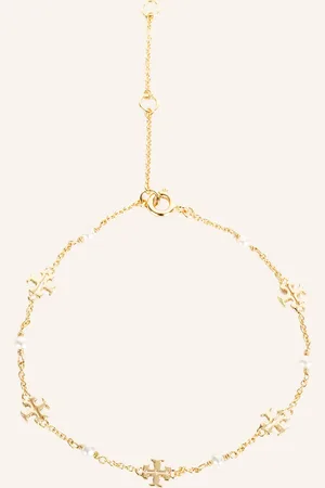 Tory Burch Náramek Kira Pearl zlatá bílá