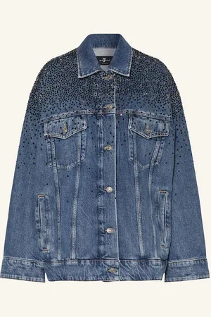 7 for all Mankind Džínová Bunda Oli S Ozdobnými Kamínky tmavě modrá