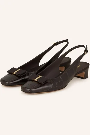 Salvatore Ferragamo Slingpumps S Otevřenou Patou Rivada tmavě hnědá