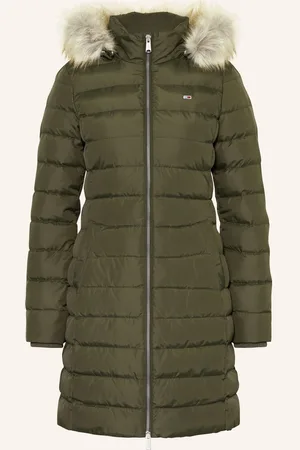 Tommy Hilfiger Péřový Kabát S Odnímatelnou Umělou Kožešinou olivová
