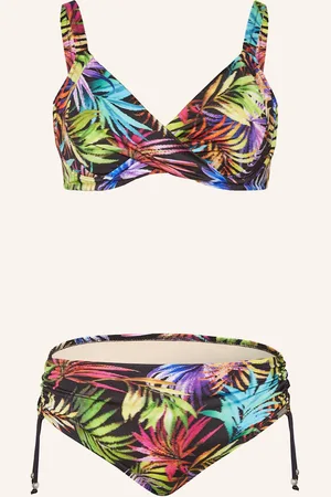 Charmline Bikiny S Kosticemi Palmeraie View černá tyrkysová oranžová