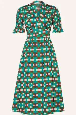 Diane von Furstenberg Košilové Šaty Erica zelená růžová hnědá