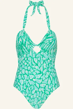 Seafolly Neckholder Plavky Animal Instinct tyrkysová zelená krémová