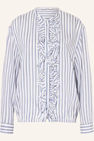 Dorothee Schumacher Halenka Cool Stripe S Volánky modrá bílá černá