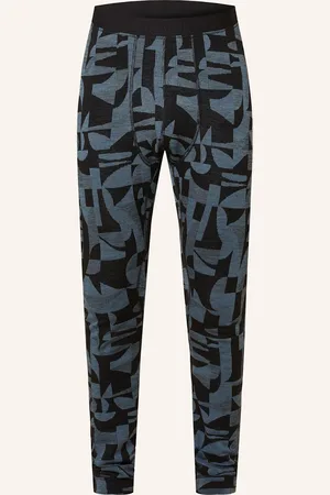 Odlo Funkční Spodní Kalhoty Merino Warm Jacquard černá tmavě modrá