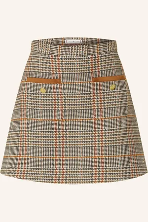 Tommy Hilfiger Tvídová Sukně krémová tmavě oranžová petrolejová