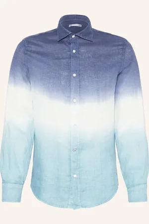 Jacob Cohen Lněná Košile Slim Fit tyrkysová bílá modrá