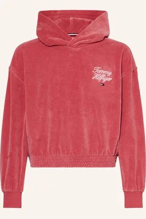 Tommy Hilfiger Mikina S Kapucí Z Materiálu Nicki růžová