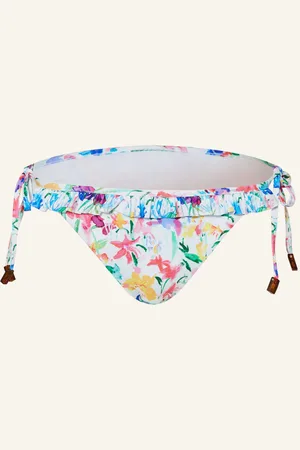 Vilebrequin Trojúhelníkové Bikinové Kalhotky Happy Flowers bílá růžová tyrkysová
