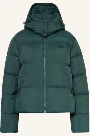 Lacoste Péřová Bunda S Odnímatelnou Kapucí petrolejová