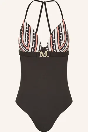 Max Mara Neckholder Plavky Clotilde černá režná světle červená