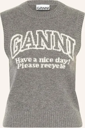 Ganni Pletený Top šedá