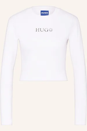 Hugo Blue Tričko S Dlouhým Rukávem Della bílá