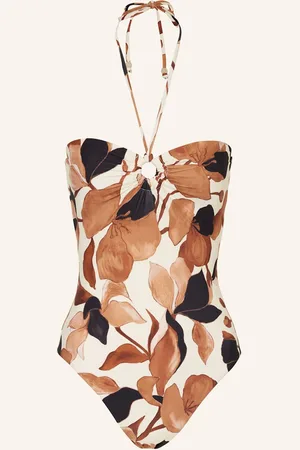 Seafolly Bandeau Plavky Secret Garden černá režná hnědá