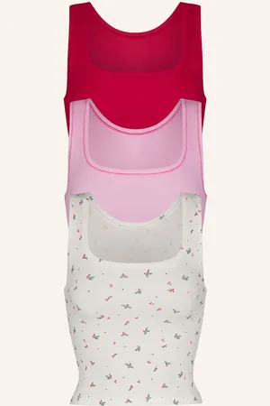 SKIMS Top Cotton Rib, 3 Kusy V Balení červená růžová bílá