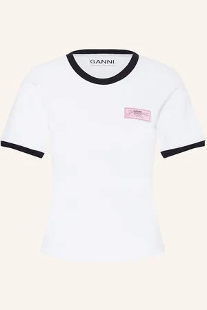 Ganni Cropped Tričko bílá černá