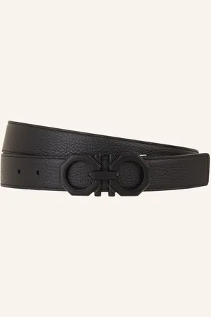 Salvatore Ferragamo Kožený Opasek Gancini černá tmavě šedá