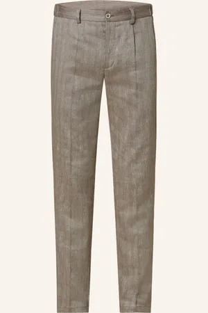 PAUL Kalhoty Slim Fit Se Lnem hnědá