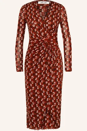 Diane von Furstenberg Šaty Ze Síťoviny Charlotte V Zavinovacím Vzhledu hnědá černá bílá