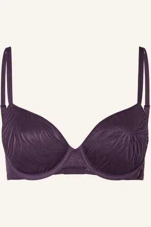 Calvin Klein Vyztužená Podprsenka Sheer Marquisette tmavě fialová