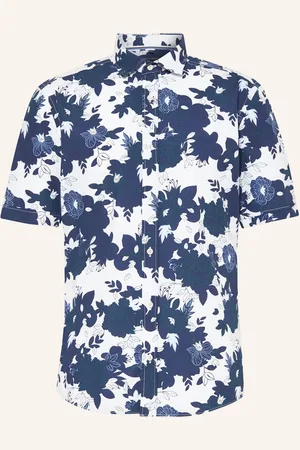 Olymp Košile S Krátkým Rukávem Casual Regular Fit tmavě modrá bílá zelená