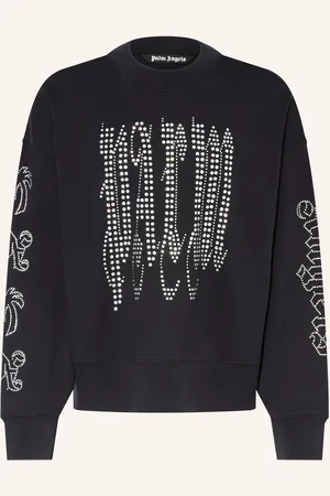 Palm Angels Oversized Mikina S Ozdobnými Kamínky černá stříbrná