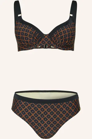 Charmline Bikiny S Kosticemi Tobacco Fields černá hnědá modrá