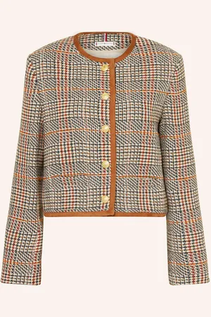 Tommy Hilfiger Bunda Hranatého Střihu Z Tvídu krémová tmavě oranžová petrolejová
