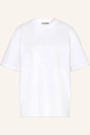 Ganni Tričko S Ozdobnými Kamínky bílá