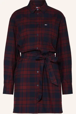 Tommy Hilfiger Košilové Šaty tmavě červená tmavě modrá