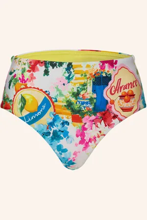 Seafolly High Waist Bikinové Kalhotky Ciao Bella bílá žlutá růžová