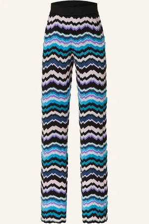 Missoni Úpletové Kalhoty černá tmavě modrá fialová