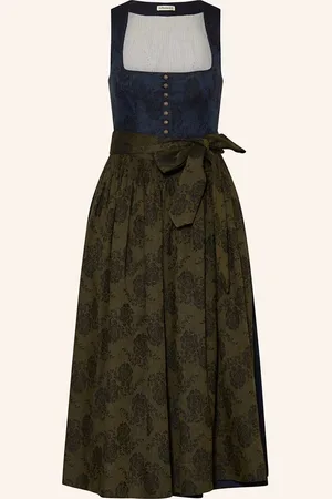 Gottseidank Dirndl Monika Se Lnem tmavě modrá tmavě zelená