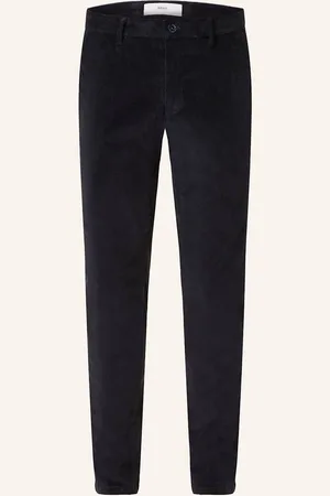 Brax Manšestrové Chino Kalhoty Silvio Slim Fit tmavě modrá