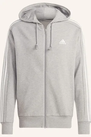 adidas Mikinová Bunda Essentials světle šedá bílá