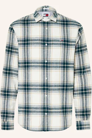 Tommy Hilfiger Flanelová Košile Regular Fit bílá petrolejová béžová