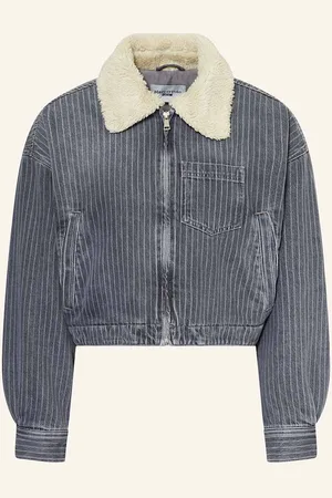 Marc O’ Polo Cropped Džínová Bunda S Umělou Kožešinou šedá světle šedá