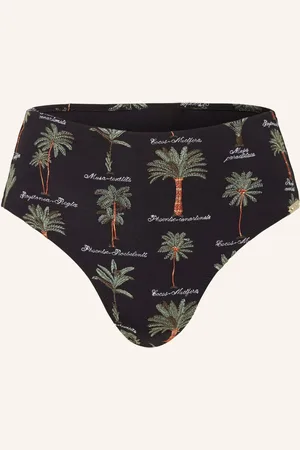 Watercult High Waist Bikinové Kalhotky Art Herbaria černá zelená