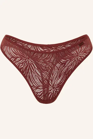 Calvin Klein Kalhotky String Sheer Marquisett tmavě červená
