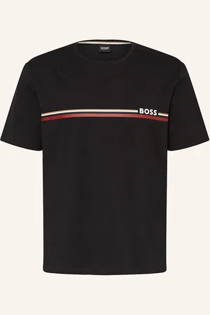 HUGO BOSS Pyžamové Tričko Holiday černá tmavě červená bílá