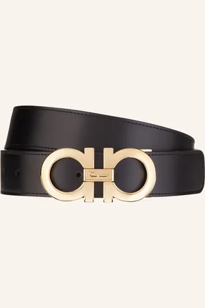Salvatore Ferragamo Kožený Opasek Gancini černá zlatá