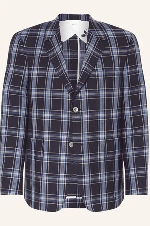 Thom Browne Sako Regular Fit Se Lnem tmavě modrá tmavě modrá
