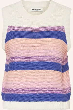 Lollys Laundry Pletená Vesta Chicagoll krémová růžová modrá