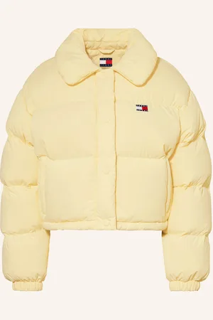 Tommy Hilfiger Cropped Prošívaná Bunda tmavě žlutá