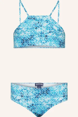 Vilebrequin High Neck Bikiny Flowers Tie & Dye bílá tmavě modrá modrá