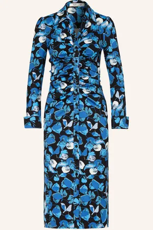 Diane von Furstenberg Košilové Šaty Sheska černá modrá tmavě modrá