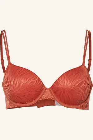Calvin Klein Vyztužená Podprsenka Sheer Marquisette tmavě oranžová