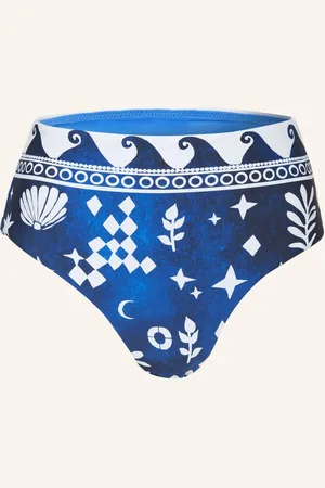 Seafolly High Waist Bikinové Kalhotky Corfu modrá bílá