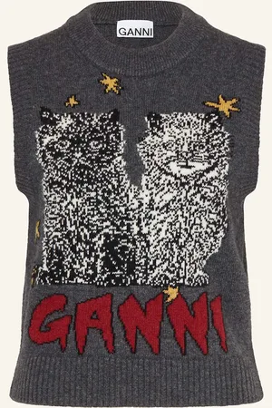 Ganni Pletená Vesta tmavě šedá